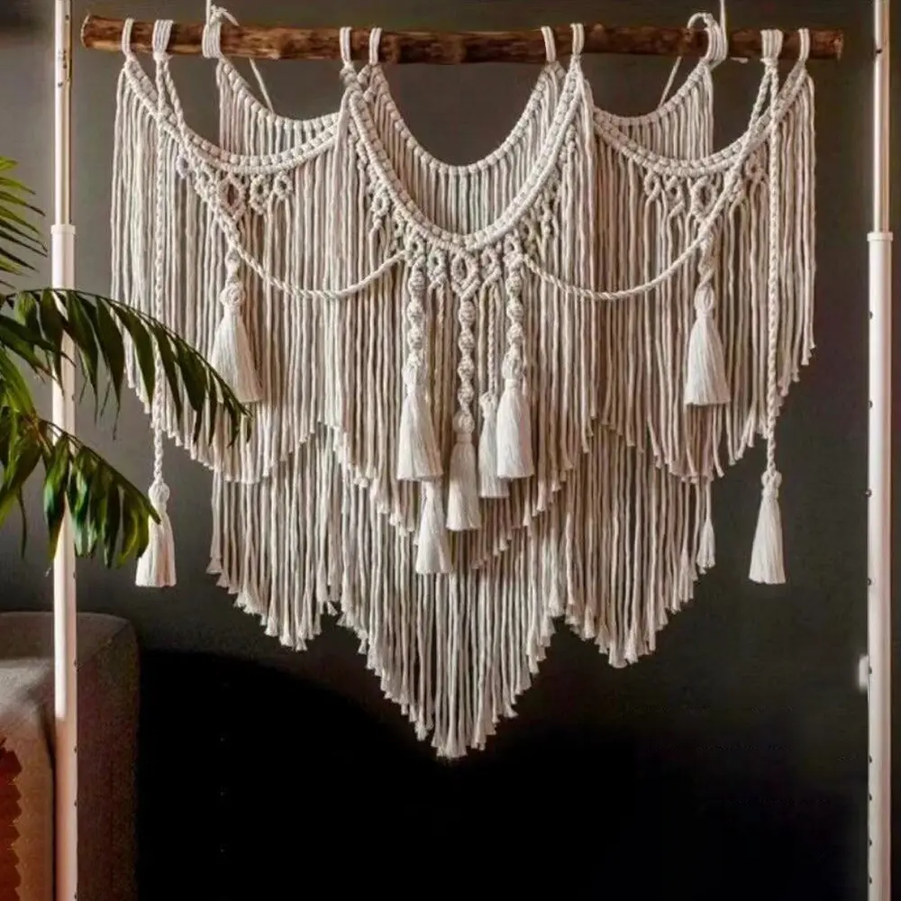 Tapiz de algodón hecho a mano para decoración del hogar, macramé grande, colgante de pared, personalizado, bohemio