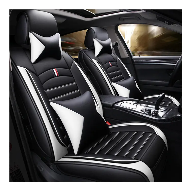 XIANGTA Juego completo de fundas de asiento de coche de lujo impermeables Universal Four Seasons Leather Custom Fit para cinco asientos