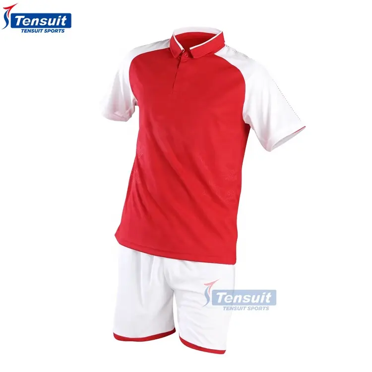 Camisetas de equipos de fútbol, camisetas de fútbol de color rojo y blanco, precio barato