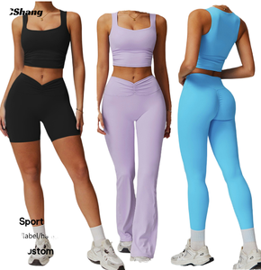 ชุดเล่นโยคะแขนยาวเอวสูงสำหรับผู้หญิงชุดเล่นฟิตเนสเอวสูงชุดออกกำลังกายแบบเปิดหน้า5ชิ้น - Product Image 2