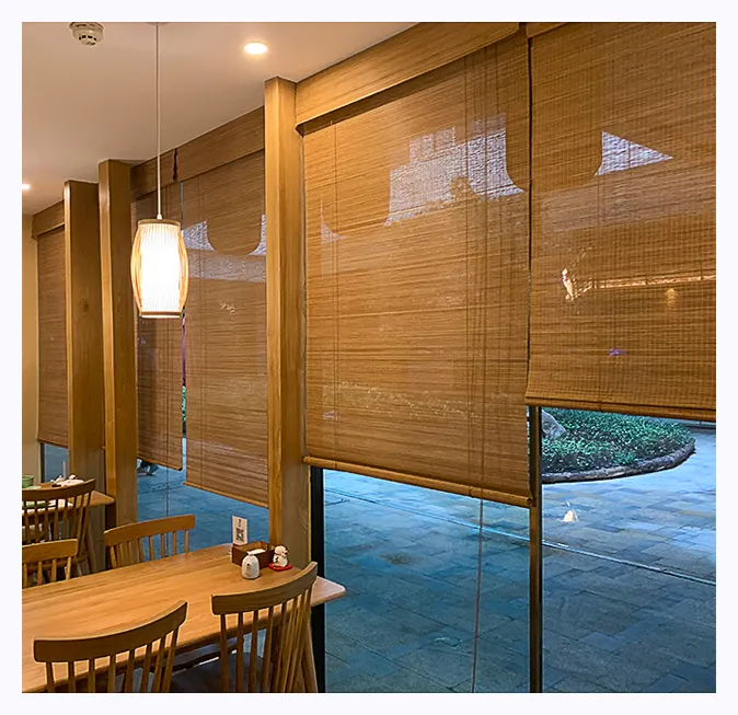 Cortina de porta de bambu com contas, persianas romanas inteligentes, cortinas de bambu para varanda