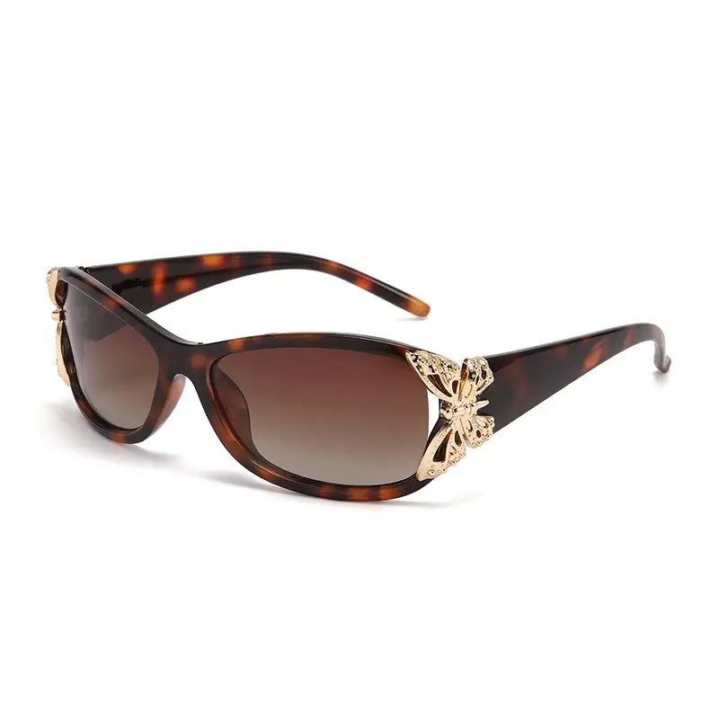 Occhiali da sole di lusso Y2K polarizzati 3D farfalla occhiali da sole leopardati ovali UV400 donne occhiali da sole moda Gafas De Sol