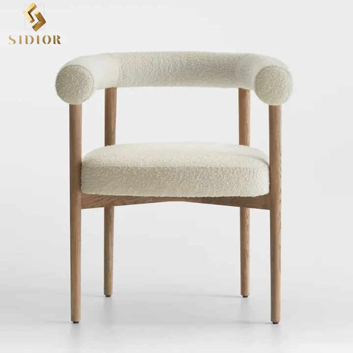 Современные роскошные деревянные стулья из овечьей шерсти для кафе и ресторанов