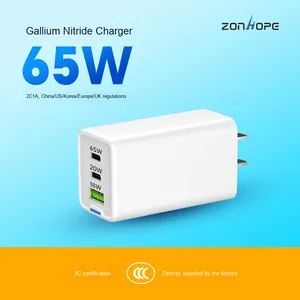 Pd 65W การชาร์จเร็วแบบ3พอร์ตเครื่องชาร์จเร็วแกลเลียมไนไตรด์หัวพิมพ์-C ใช้ได้กับ Apple โทรศัพท์ Huawei คอมพิวเตอร์ PD 3.0 FUNC - Product Image 6