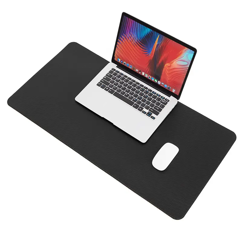 Grosir Pola Serat Karbon Pad Meja Besar Komputer Kantor PVC Kulit Mouse Pad Gaming Desktop Keyboard Pad