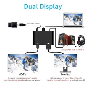 Adaptador VGA a HD, divisor VGA 1080P, salida 1 en 2, adecuado para ordenadores de escritorio, pantalla de portátiles