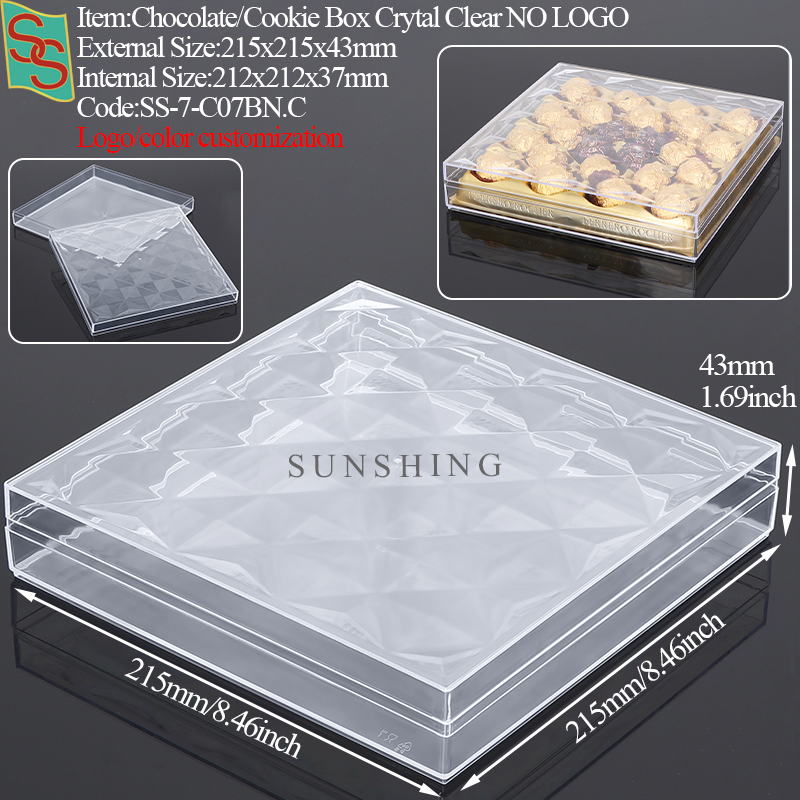 Boîte d'emballage alimentaire 21,5 cm, couvercle en cristal transparent C07B