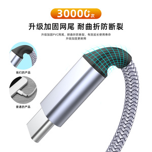 Nhà Máy Bán buôn tùy chỉnh 3M 5M 8m màu xám nylon bện 6A USB siêu nhanh sạc cáp dữ liệu cho Loại C s24ultra Android điện thoại - Product Image 3