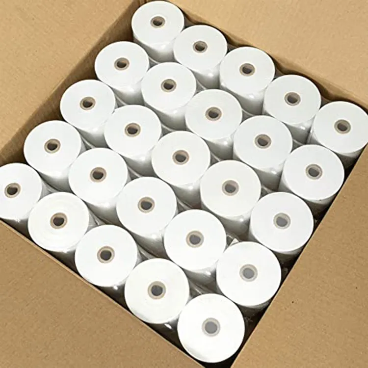 Rollos de papel térmico para caja registradora, rollos de papel térmico blanco individual de 58mm y 57x30, superventas