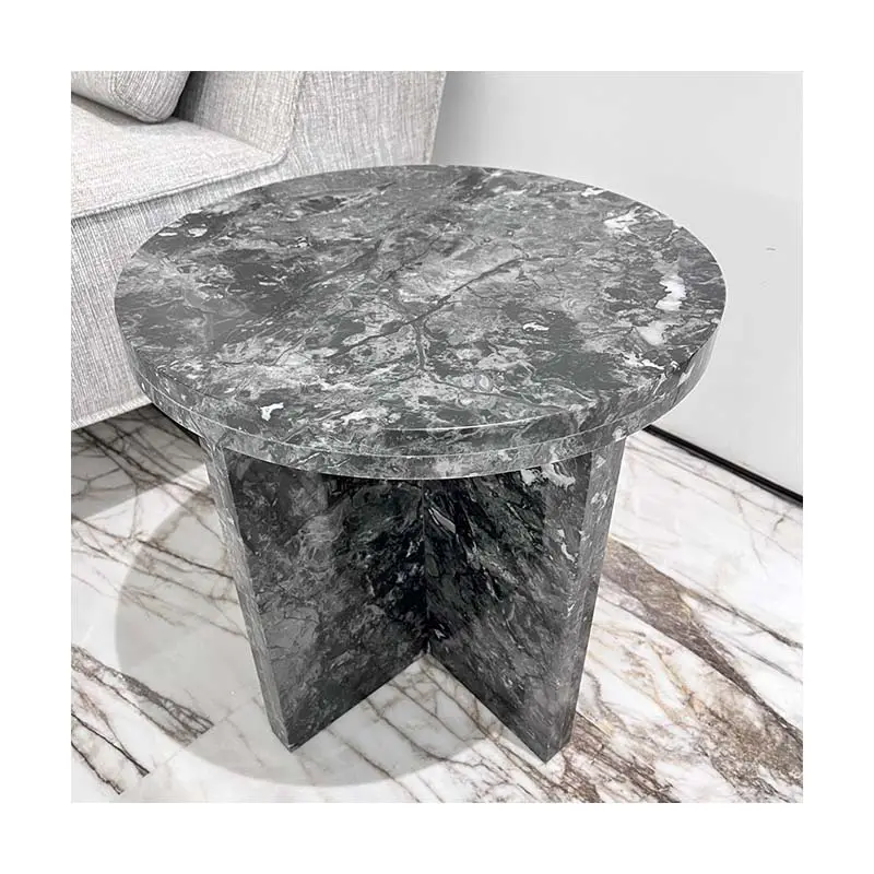 KINGS-WING Table d'appoint en quartzite au design de haute qualité Nouvelle table d'appoint moderne Table basse en marbre noire personnalisée de luxe