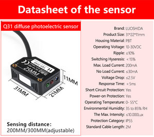 High Precision <strong>Optical</strong> <strong>Sensor</strong> Laser Displacement Ranging Switch for Diffuse Reflection Photoelectric Detection - Product Image 2