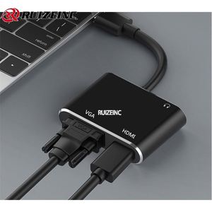 Convertidor de video de alta definición USB3.0 a HD + VGA USB 1 en 2 a puerto dual La misma salida con audio - Product Image 2