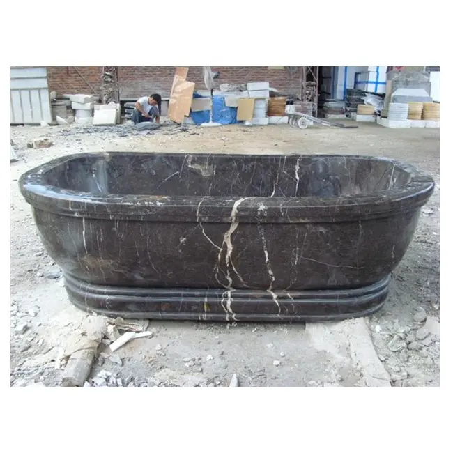 A buon mercato nero naturale di pietra di marmo vasca da bagno per il bagno RST-SB043
