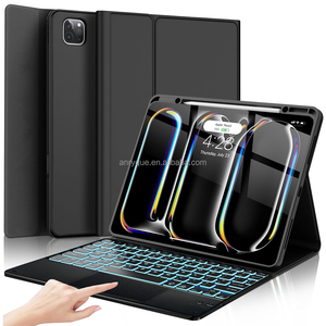 Funda para teclado táctil para iPad Pro 13 pulgadas (M4) 2024 teclado desmontable magnético con Trackpad cubierta de portalápices retroiluminada de 7 colores - Product Image 1