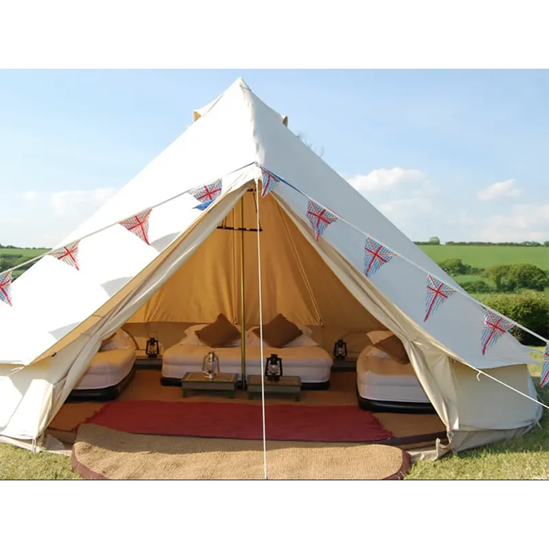 Tienda de campaña de lona impermeable para acampar al aire libre, carpa de yurta de Mongolia, fabricante de tienda personalizada glamping, 5m