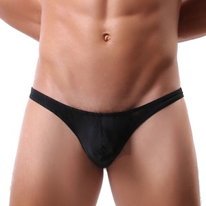 Venta al por mayor de los hombres Retro U convexo G-String Delgado Color sólido raya de punto ropa interior grande de cintura baja transpirable Tanga para hombres - Product Image 4