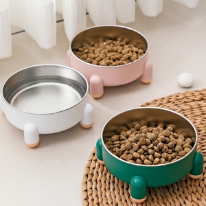Novo produto 2024 pet food <span class=keywords><strong>dog</strong></span> feeder com aço inoxidável tigela de plástico pet alimentação tigela única tigela pet deluxe aço inoxidável - Product Image 2