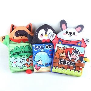 หนังสือเด็กสองในหนึ่ง3D พร้อมตุ๊กตาสัตว์มีเสียงสำหรับเด็กทารกหนังสือพร้อมหาง - Product Image 1