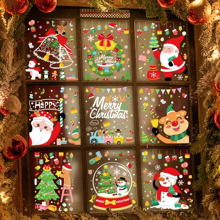Decorazioni natalizie fiocchi di neve per finestre decalcomanie decorazioni per feste invernali nel paese delle meraviglie forniture