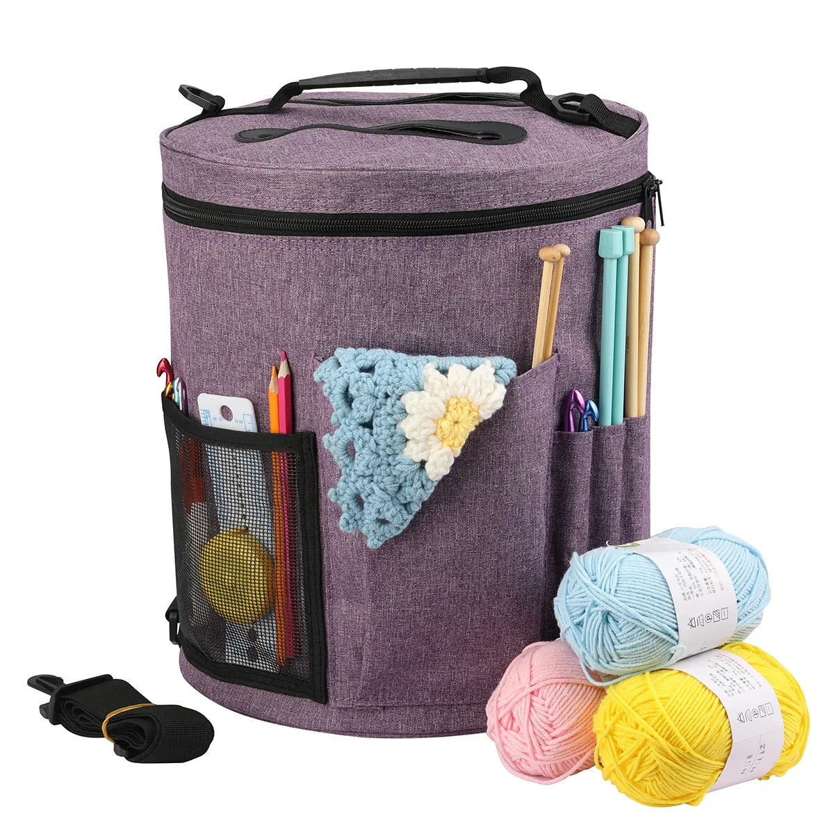 Bolsa de tricô de armazenamento de 12 estilos, bolsa grande de fios, de tricô, para ganchos de crochê e agulhas de tricô, bolas de fios
