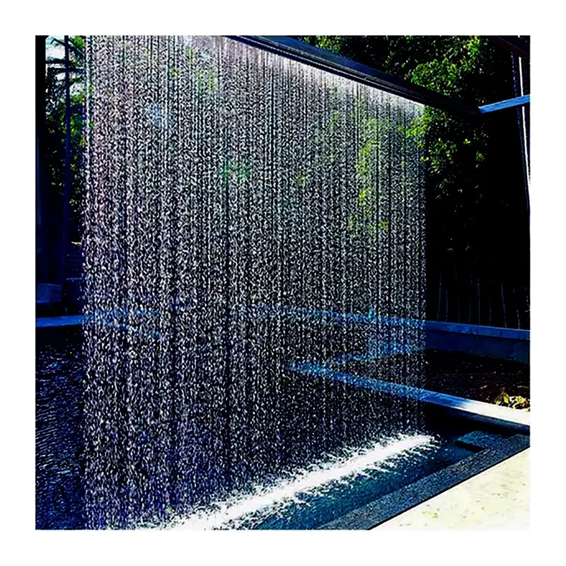 Fuente de pared de acero inoxidable 304 con boquillas, cascadas, características de agua para jardín al aire libre, decoración de estanque de peces Koi