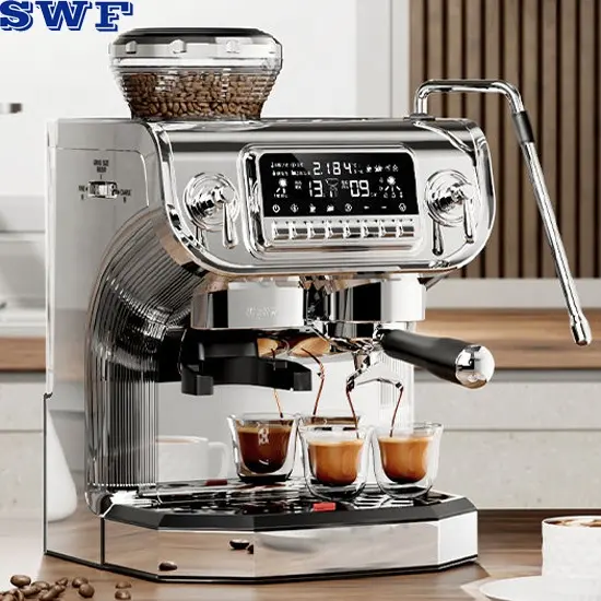 19 Bar profesyonel ev otomatik 4 in 1 grinder tera cappuccino ticari kahve makinesi/espresso makinesi değirmeni ile