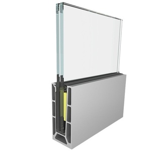 Rahmenloses Glasdeck-Geländer Boden montiertes Aluminium-U-Kanal-Glas geländer mit Kappens chien handlauf - Product Image 2