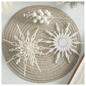 Natal árvore pendurado floco neve partido pingente Natal floco neve ornamento plástico branco floco neve corda Natal produtos