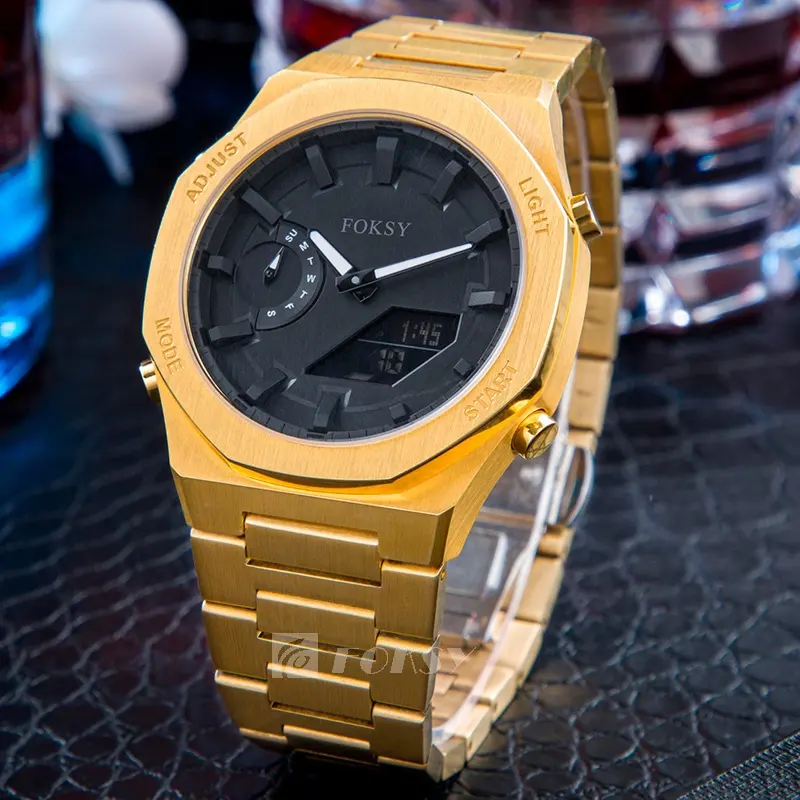 Nouvelle montre analogique de haute qualité à quartz étanche avec logo personnalisé montre-bracelet de luxe en acier inoxydable numérique originale pour hommes OEM