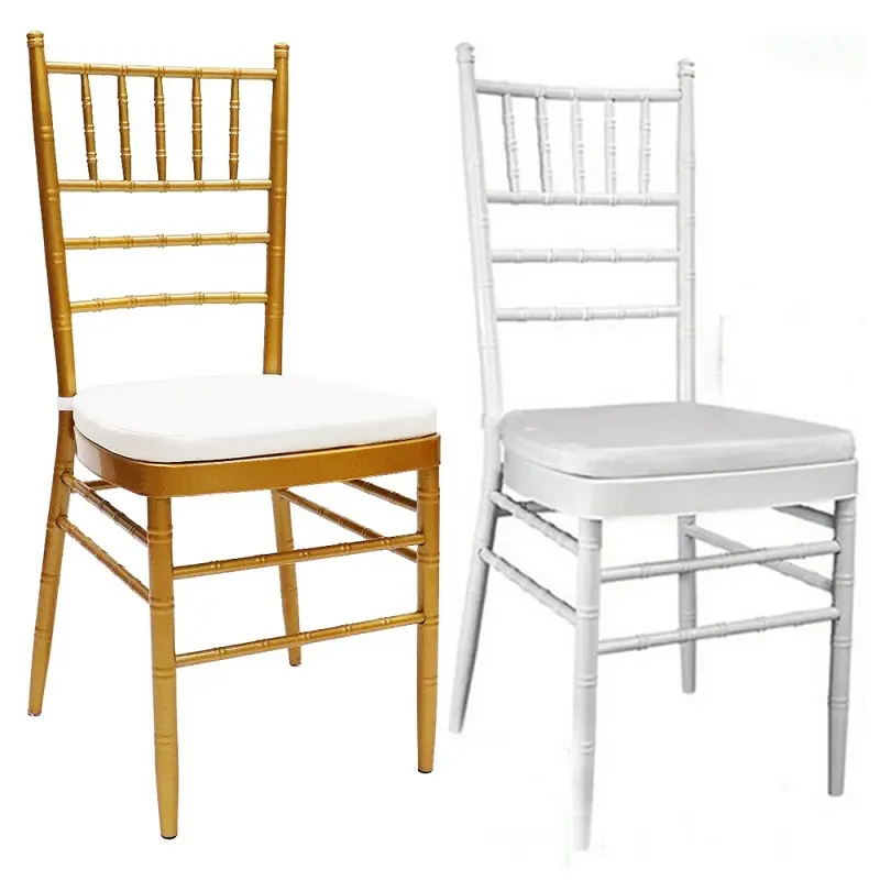 Chaise de salle à manger en mousseline de soie, siège de luxe en métal blanc, pour restaurant et fête