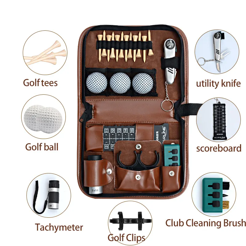 Juego de caja de regalo de golf multifunción, accesorios de Golf, Kit de herramientas, bolsa de transporte de herramientas de golfista, juego de regalo de accesorios de golf