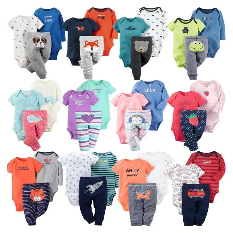 Set di abbigliamento bambino modello carino all'ingrosso vestiti per neonati Casual 3 pz pagliaccetto bambino