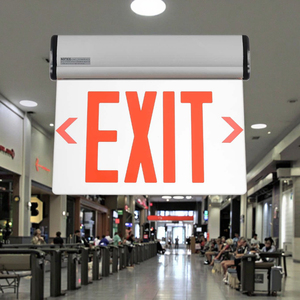 Señal de salida de emergencia con iluminación de borde, luz roja IP65, batería de respaldo de 120 minutos, fuente de luz SMD, voltaje de entrada de 220V