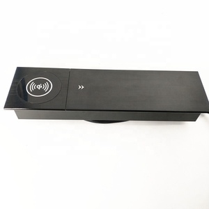 Aleación de aluminio Integrado multifunción Universal Power data Desk montado enchufe deslizante con cargador inalámbrico usb-c RJ45 Cat6 - Product Image 6