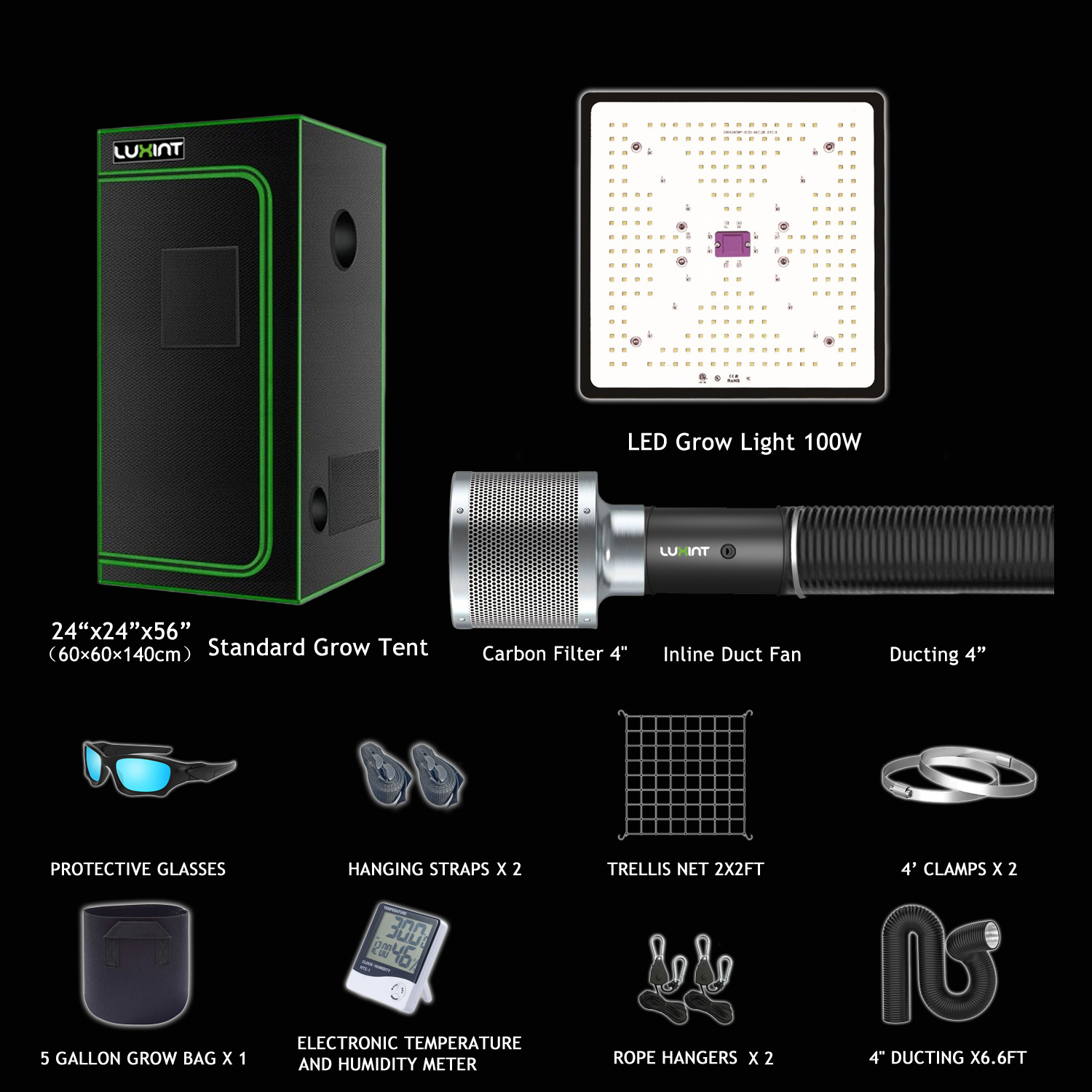 2x2ft tent +100w grow light kit set