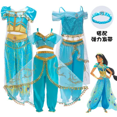 Mille e una notte Aladdin lampada magica cosplay principessa jasmine vestiti prestazione della fase dei bambini del vestito del vestito