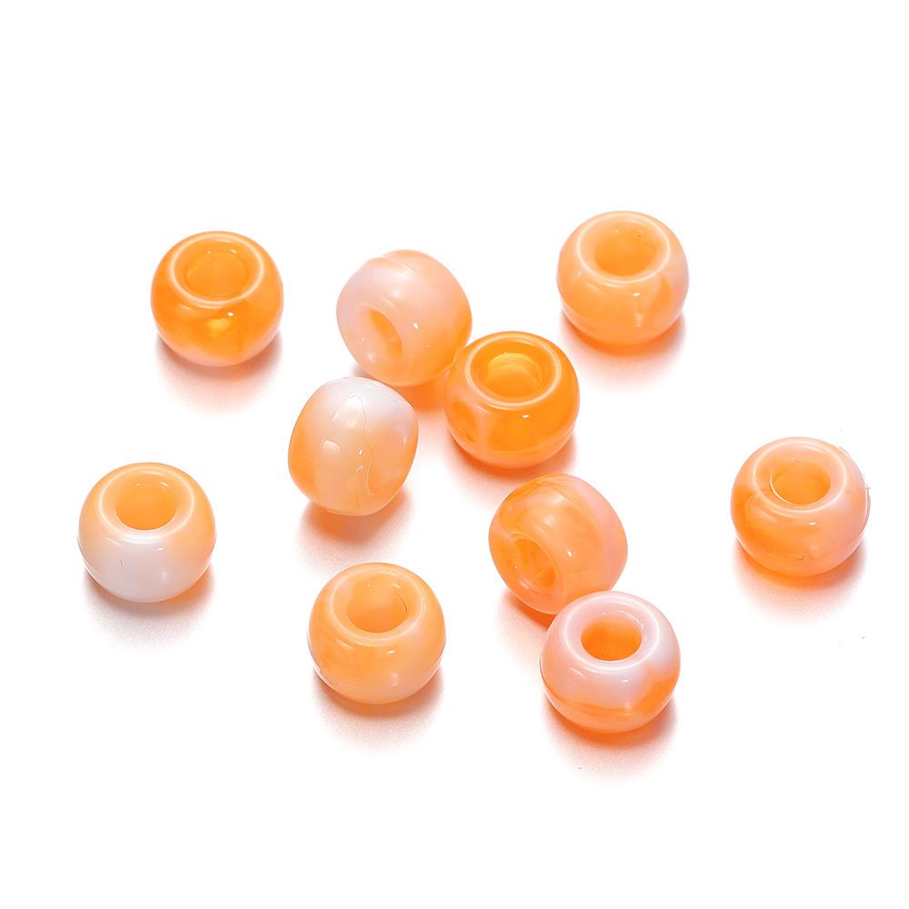 Perles acryliques bicolores à gros trou - orange