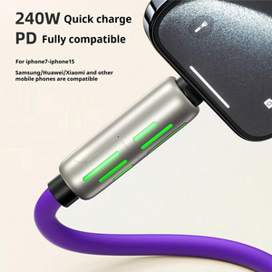 4合1多USB充电电缆最大240瓦快速充电线，带A + Type C，适用于iPhone iPad Galaxy MacBook平板电脑箔屏蔽 - Product Image 3