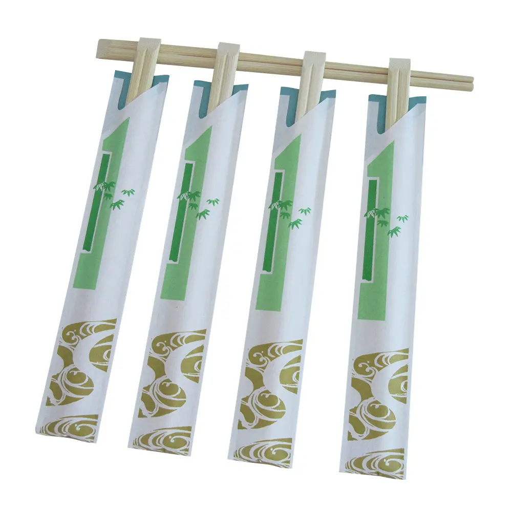 Glatte Einweg-Essstäbchen 9 Zoll Premium Bambus-Essstäbchen mit benutzer definierter Papier verpackung