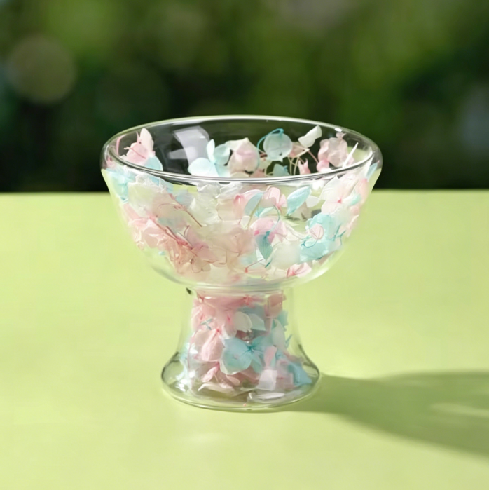 Coupe à glace-pétales rose-bleu-blanc