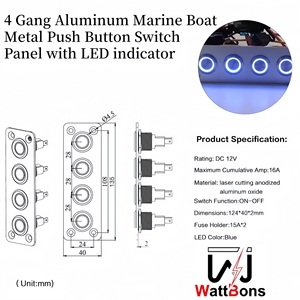 4 banda in acciaio inox pannello interruttore a pulsante con indicatore a LED 12V-24V marino autobloccante in metallo interruttore a pulsante per barca RV - Product Image 2