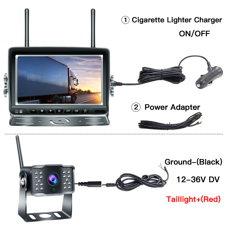 Monitor inalámbrico de 7 pulgadas con cámara trasera