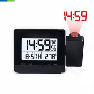 Reloj electrónico con pantalla digital de plástico controlado por radio para sala de estar con proyección de humedad y temperatura de visualización de tiempo - Product Image 4
