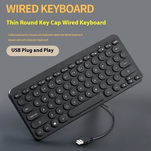 Lightweight Portable Universal USB Wired <strong>Keyboard</strong> Retro Style Small Round <strong>Keys</strong> for Office &amp; Gaming Laptop <strong>Computer</strong> - Product Image 2