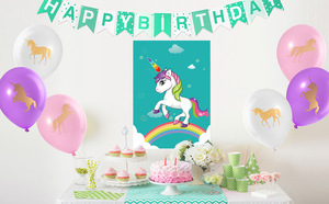 独角兽喇叭儿童生日派对游戏用品墙贴装饰画独角兽喇叭游戏海报