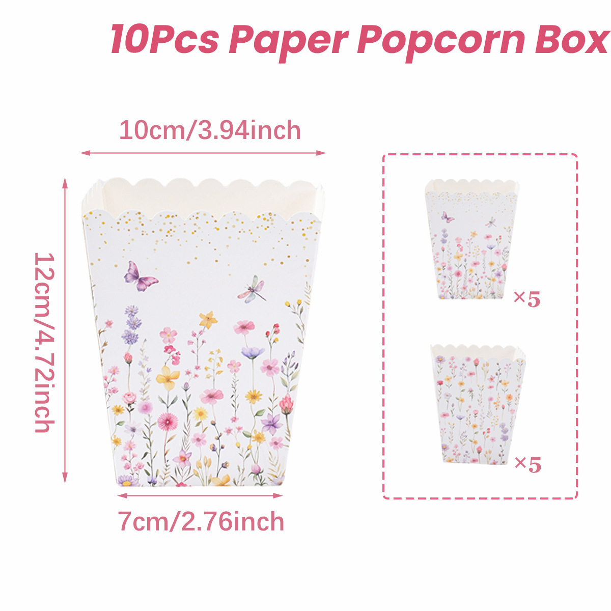 Assorted floral grass popcorn boxes-10pcs