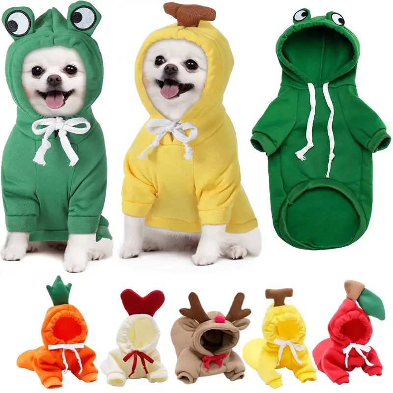 Pet Clothes Hooded Sweatshirt Fruit Warm Coat Cat Sweater Cold Weather Costume for Puppy Small Medium Large luxury dog clothes