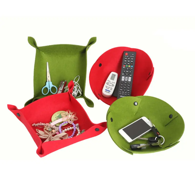 Mehrfarbig rot grün braun benutzerdefiniertes design filz schmuck aufbewahrungsbox tablett organizer für früchte und snacks auf tisch schreibtisch