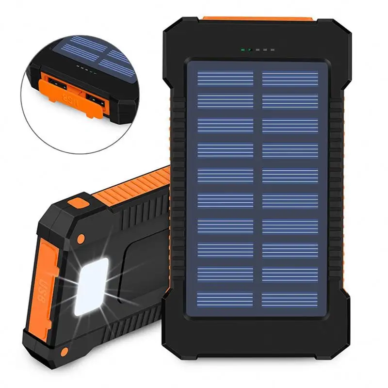 Оптовая продажа, водонепроницаемое портативное мини-портативное зарядное устройство на солнечной батарее 10000 мАч
