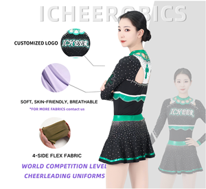 अनुकूलित चींटी टीम वर्दी पैकेज छोटे लंबे स्लीव रूफल्ड स्कर्ट काले हरे सफेद नीले रंग के थोक आदेश वर्दी - Product Image 3